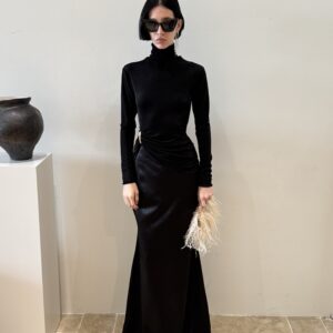 Asymmetric draped turtleneck top