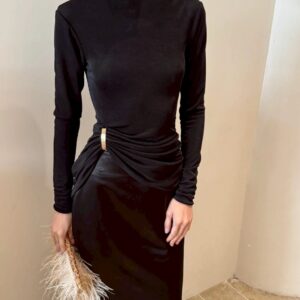 Satin floor-length skirt