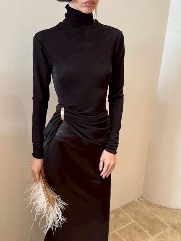 Satin floor-length skirt